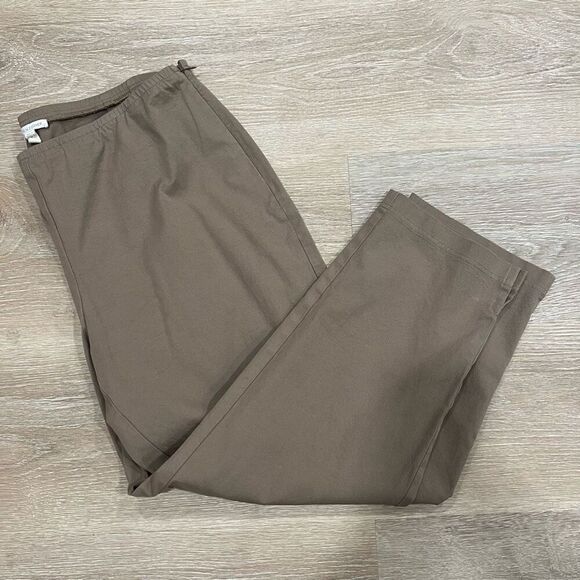 Eileen Fisher Ankle Chino Pants Women XL Tan Brown Elastic Waist Regular Fit Str - Picture 5 of 7
